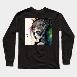 Fierce Celtic Goddess Illustration Long Sleeve T-Shirt